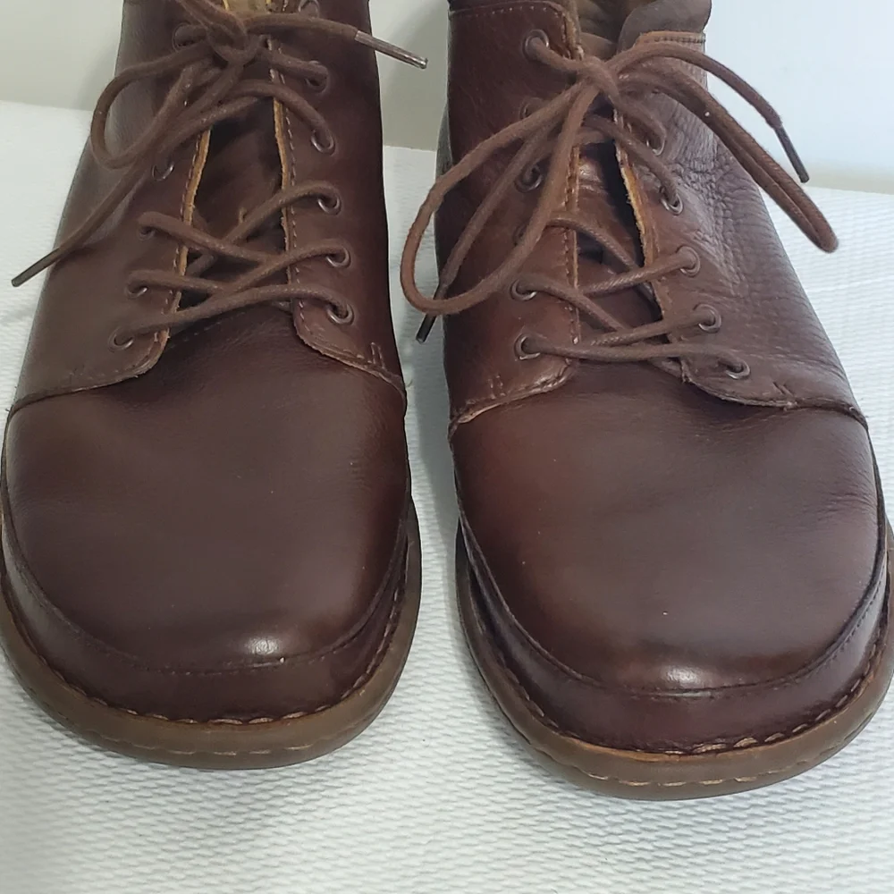 BORN Nigl Lace Up Ankle Boots Dark Bown Leather Combo Men's Size 11
